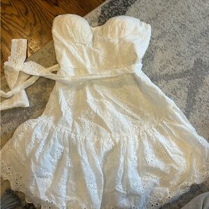 NWT white mini strapless dress